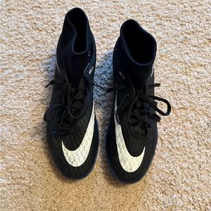 Nike Black and White Hypernevenom indoor soccer shoes